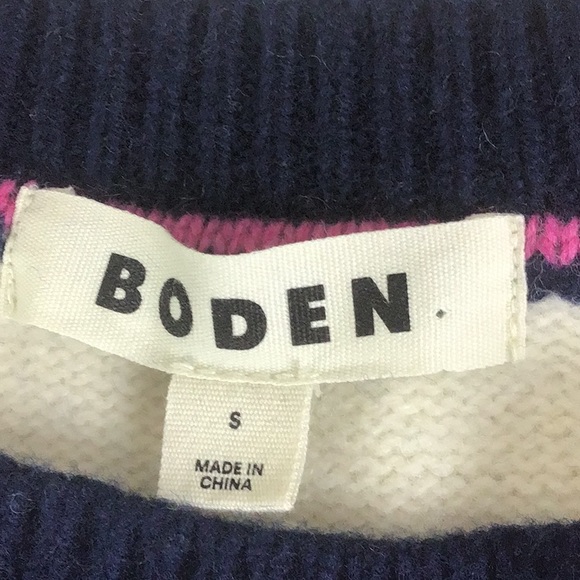 Boden Olivia Merino Wood Navy Striped Jumper Size Small - Picture 5 of 10